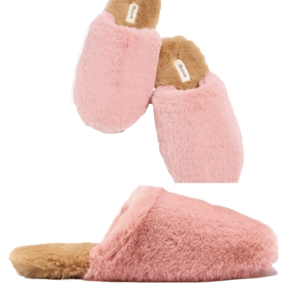 Madewell The Scuff Slippers Faux Fur Forgotten Petal